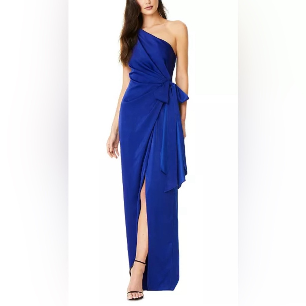 AIDAN ONE SHOULDER COLUMN GOWN IN ROYAL SAPPHIRE